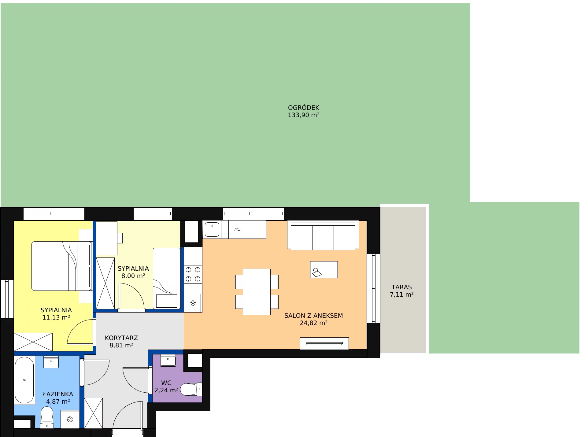 3 pokoje, mieszkanie 62,17 m², parter, oferta nr A.01, Osiedle Puenta, Warszawa, Targówek, Bródno, ul. Rembielińska
