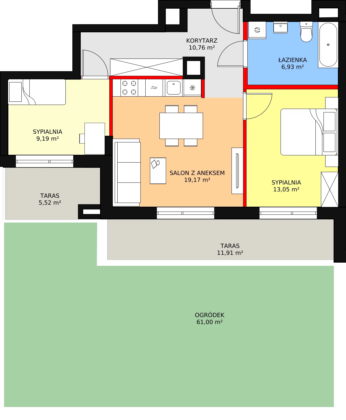 Mieszkanie 61,06 m², parter, oferta nr A.03, Osiedle Puenta, Warszawa, Targówek, Bródno, ul. Rembielińska