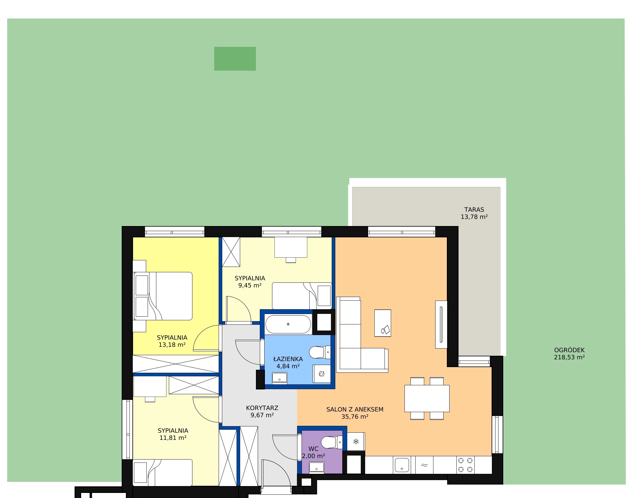 4 pokoje, mieszkanie 90,49 m², parter, oferta nr B.01, Osiedle Puenta, Warszawa, Targówek, Bródno, ul. Rembielińska
