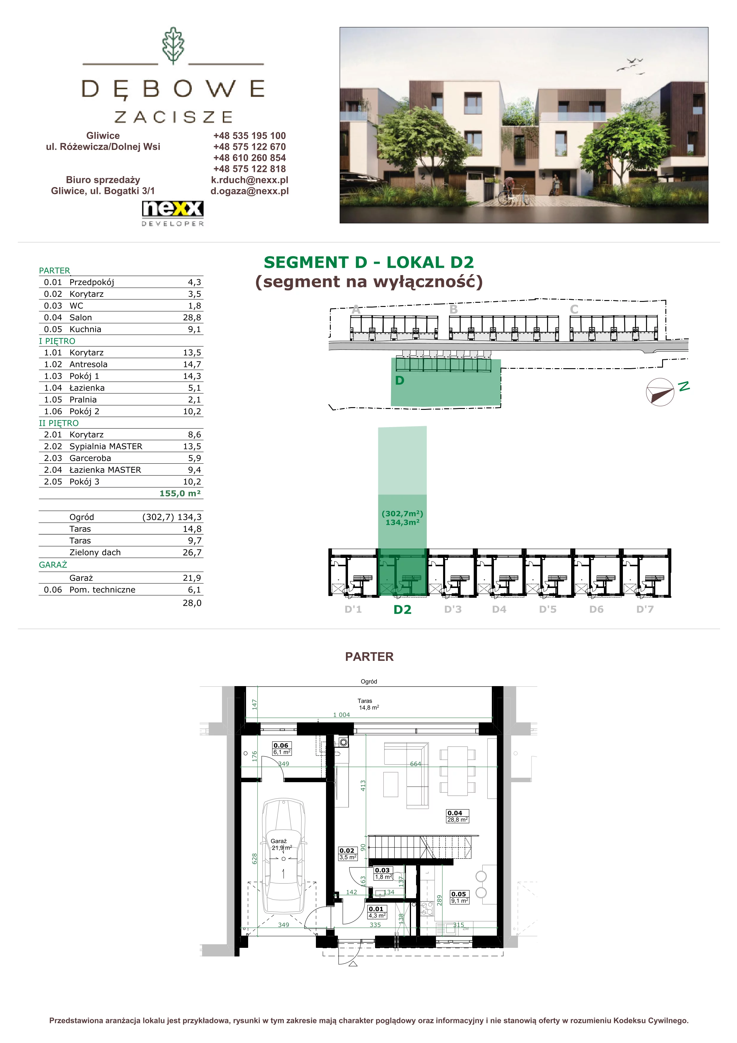 Dom 153,90 m², oferta nr D2, Dębowe Zacisze - domy, Gliwice, Wójtowa Wieś, ul. Dolnej Wsi