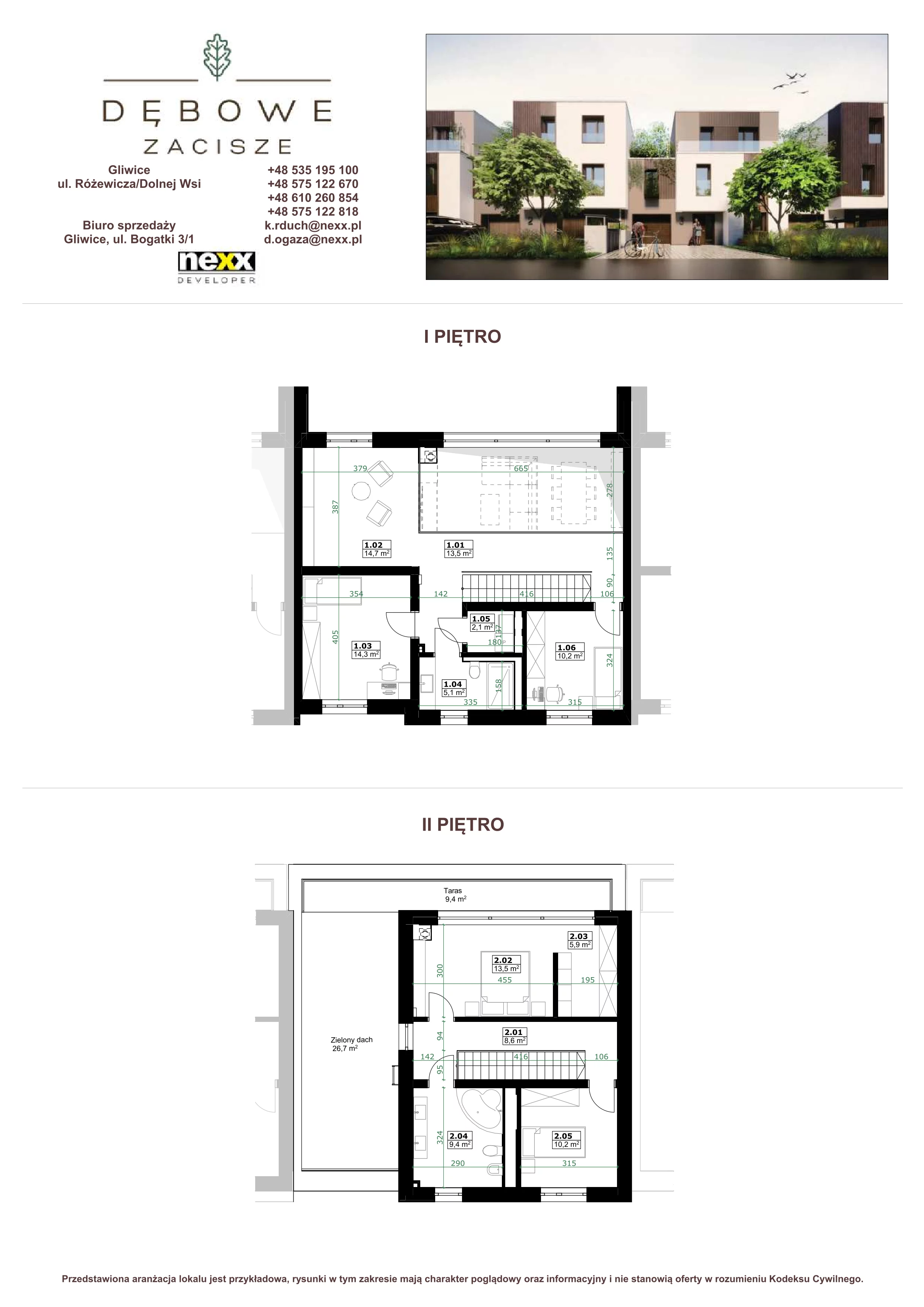 Dom 153,90 m², oferta nr D2, Dębowe Zacisze - domy, Gliwice, Wójtowa Wieś, ul. Dolnej Wsi