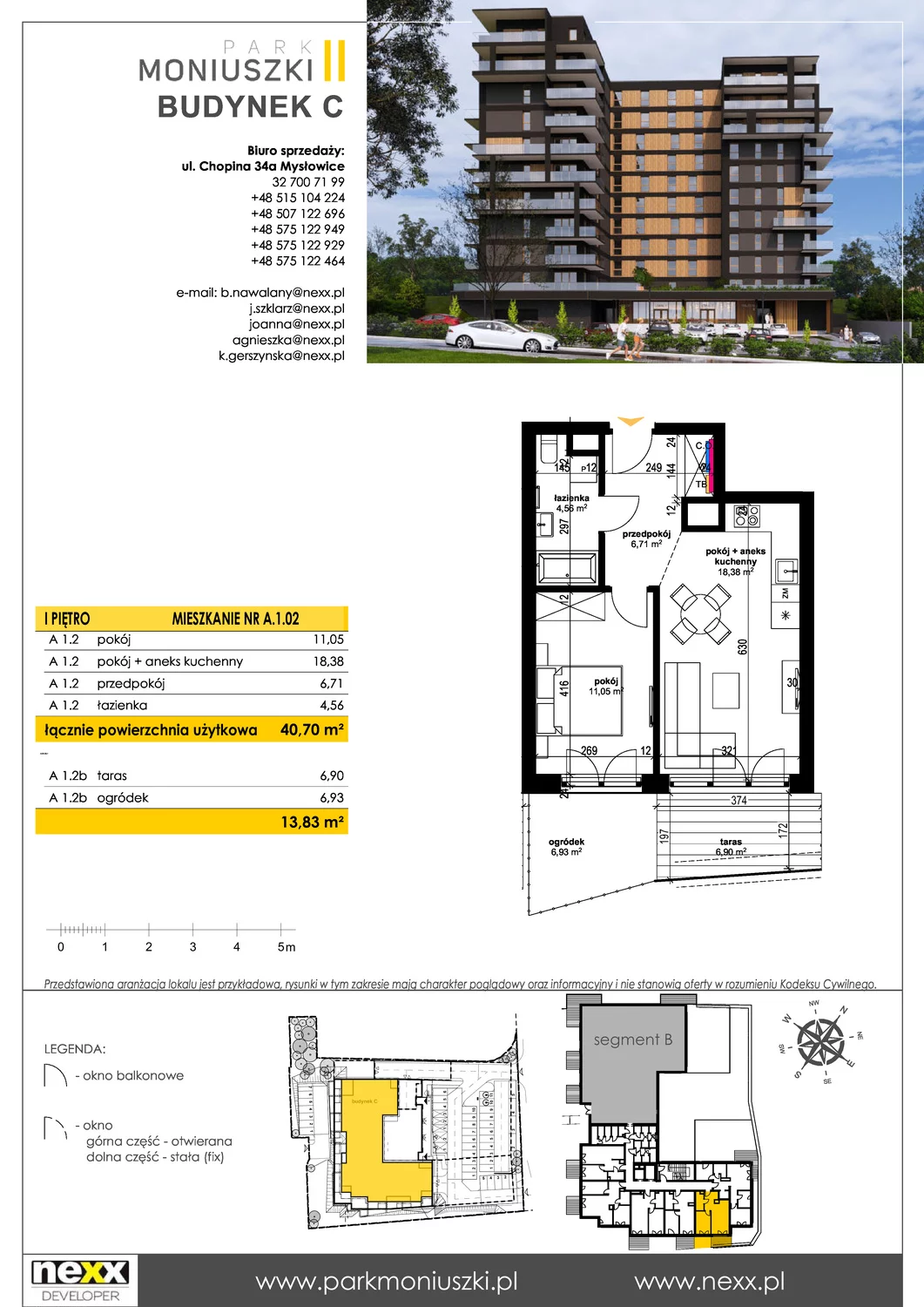 Mieszkanie 40,70 m², piętro 1, oferta nr A 1.02, Osiedle Park Moniuszki, Mysłowice, ul. Okrzei / Wielka Skotnica
