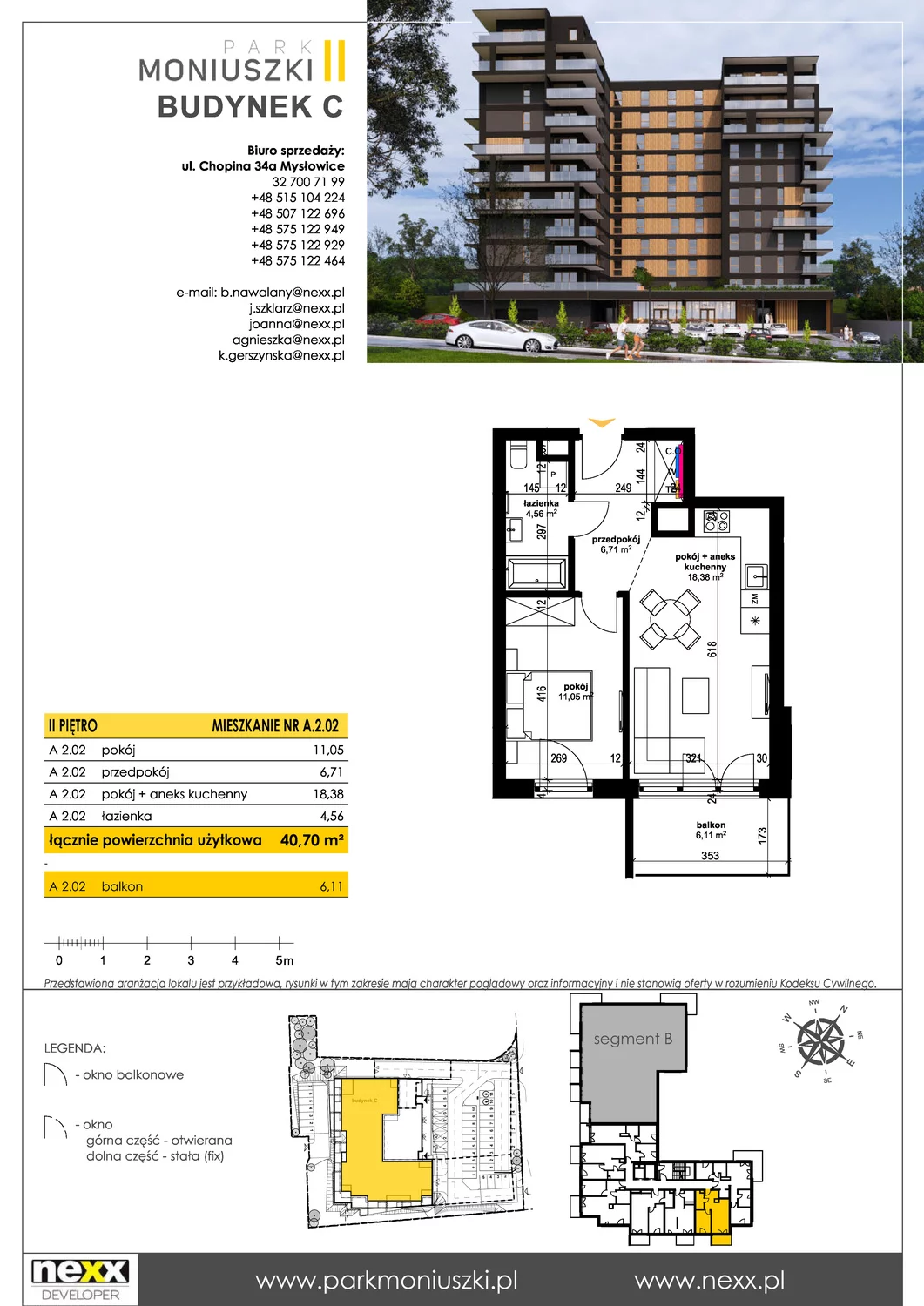 Mieszkanie 40,70 m², piętro 2, oferta nr A 2.02, Osiedle Park Moniuszki, Mysłowice, ul. Okrzei / Wielka Skotnica