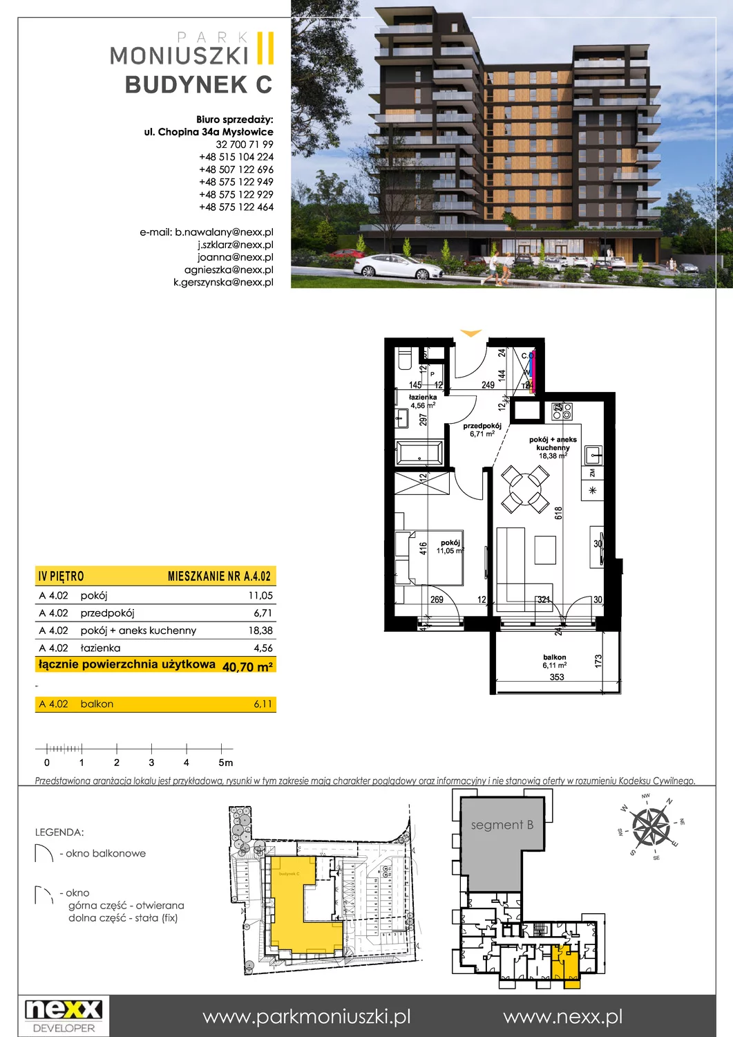 Mieszkanie 40,70 m², piętro 4, oferta nr C - A 4.02, Osiedle Park Moniuszki, Mysłowice, ul. Okrzei / Wielka Skotnica