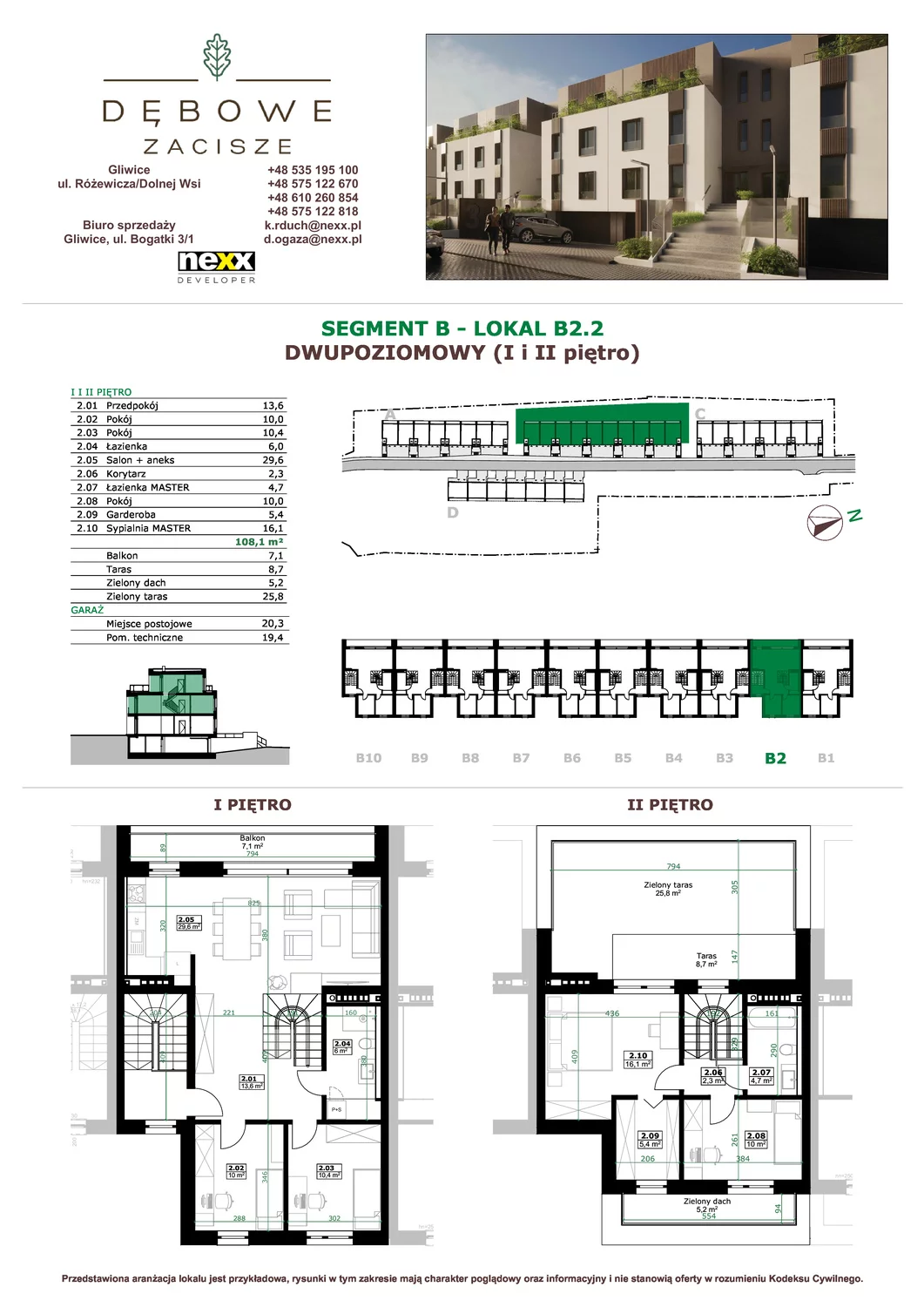 Mieszkanie 108,10 m², piętro 1, oferta nr B2.2, Dębowe Zacisze, Gliwice, Wójtowa Wieś, ul. Dolnej Wsi