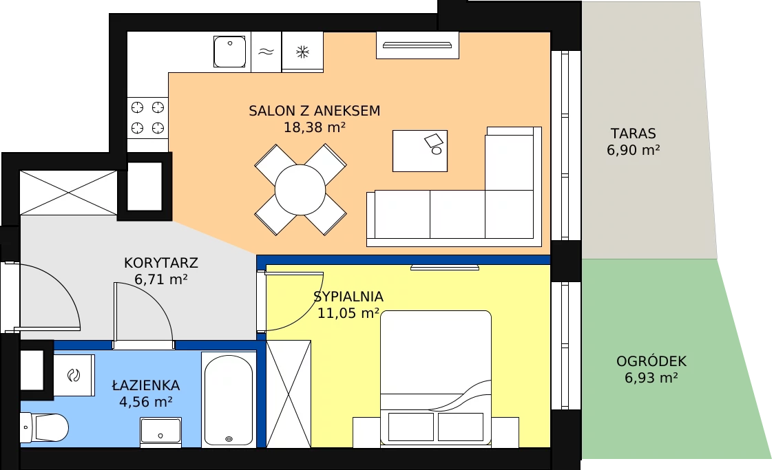 Zalety mieszkania 40.8 m², A 1.02