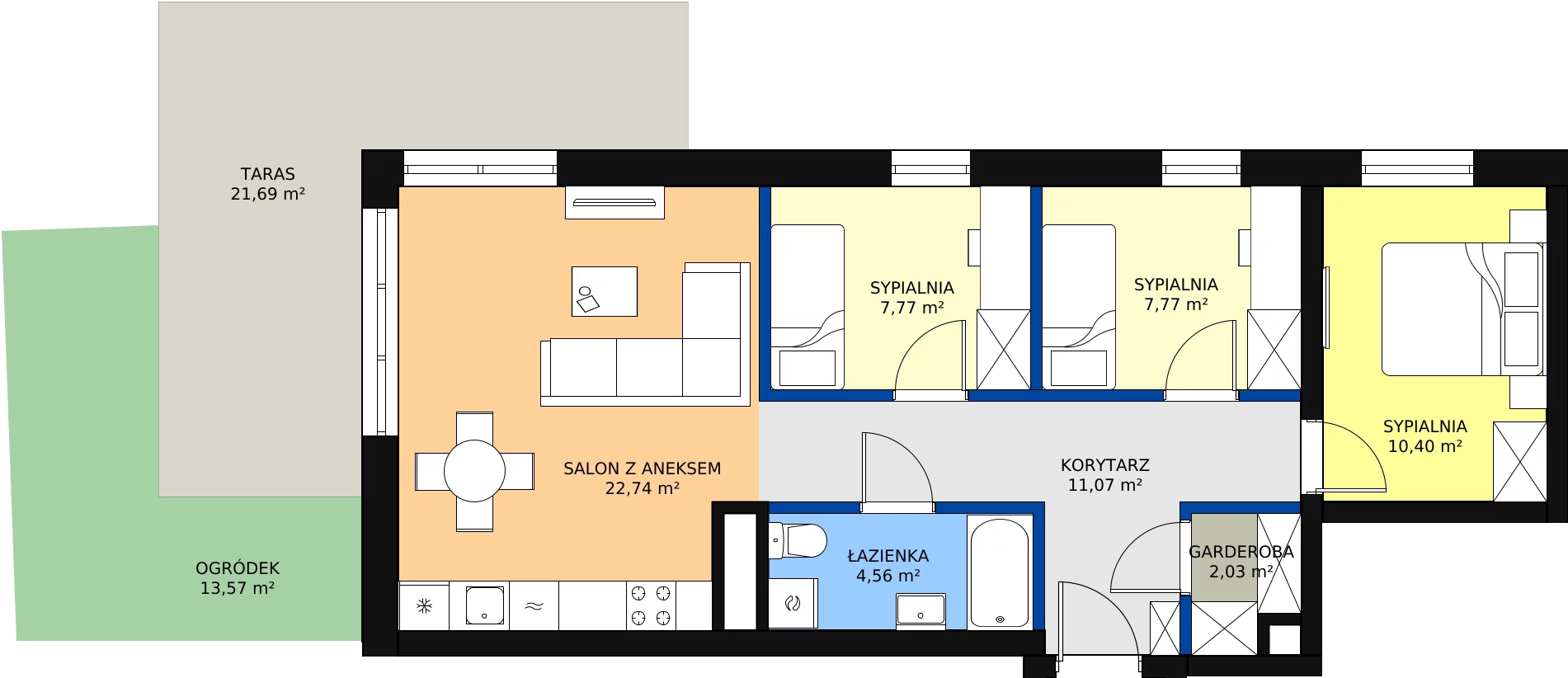 Zalety mieszkania 66.34 m², B 1.03