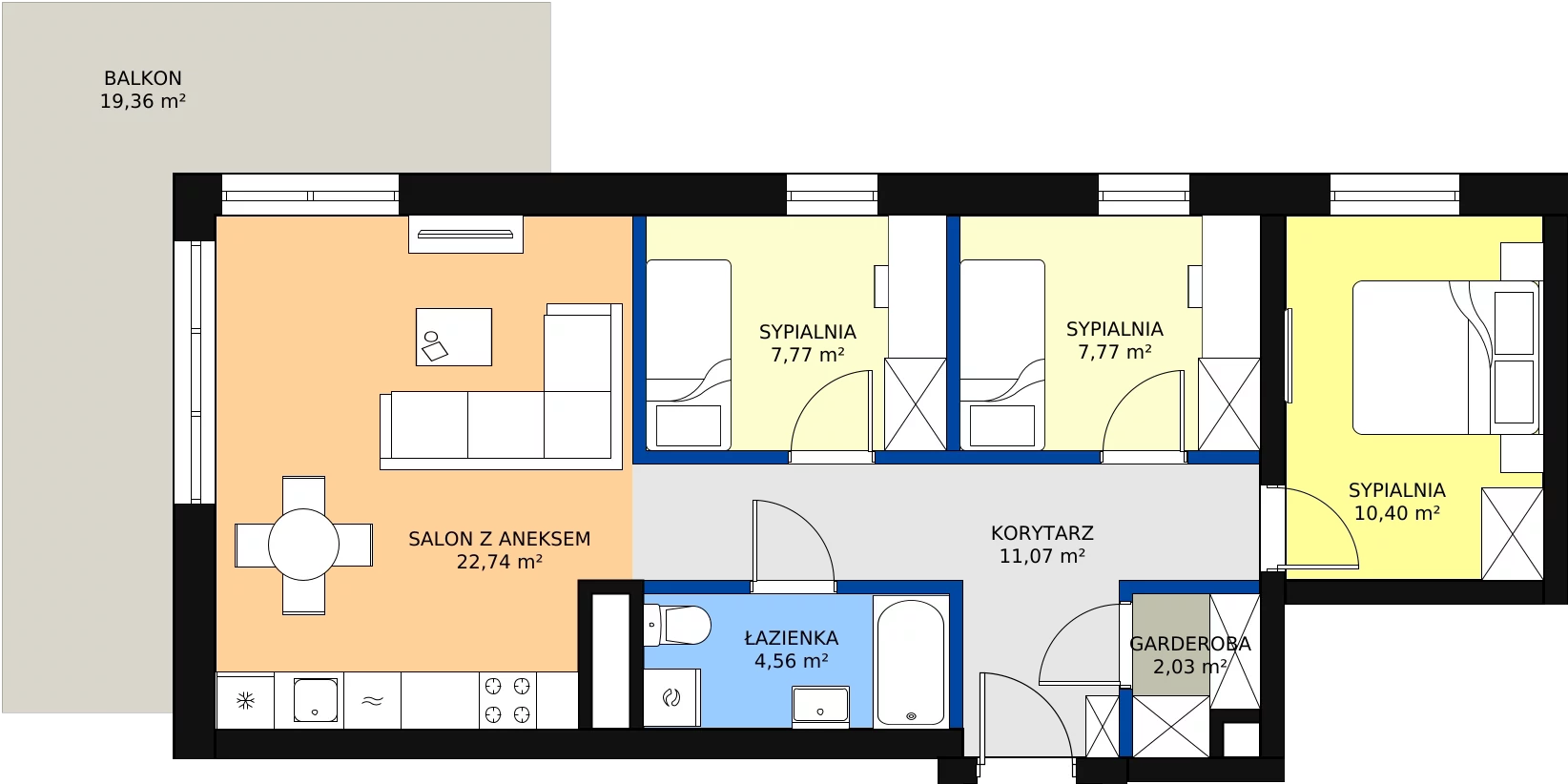 Zalety mieszkania 66.34 m², B 2.04