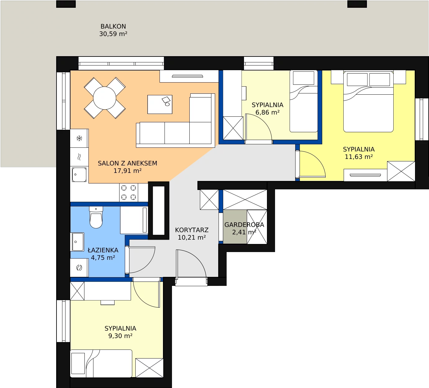 Zalety mieszkania 63.07 m², A 4.01