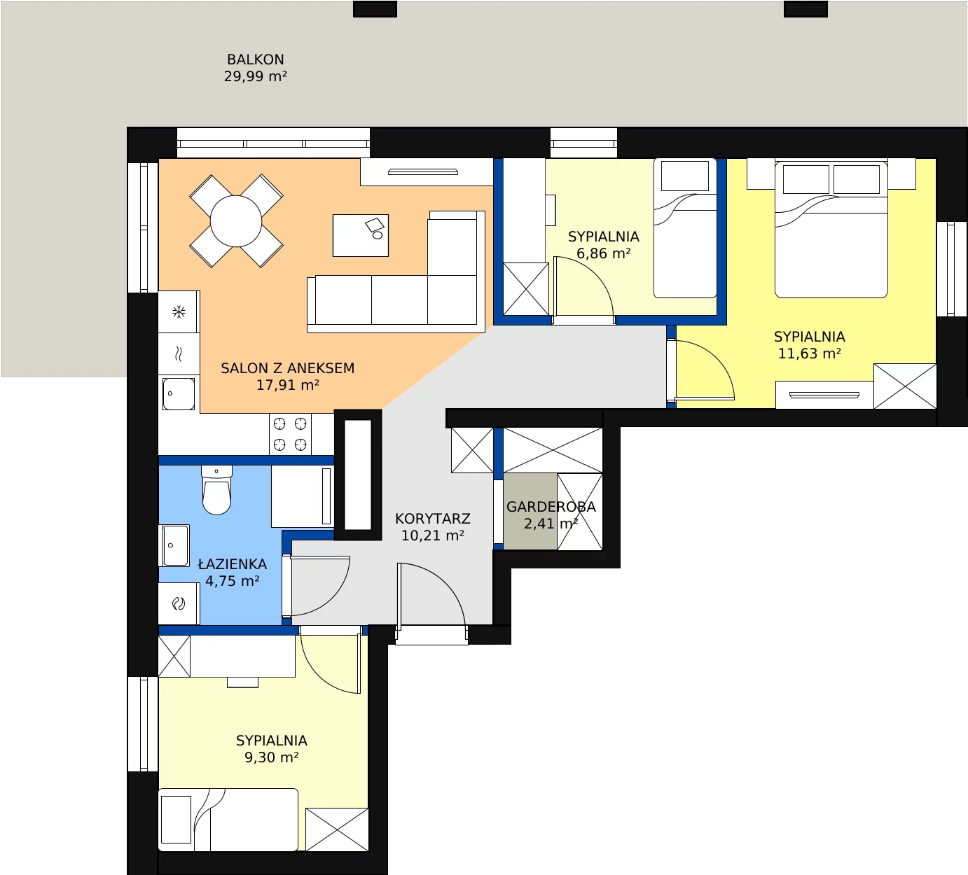 Zalety mieszkania 63.29 m², A 5.01
