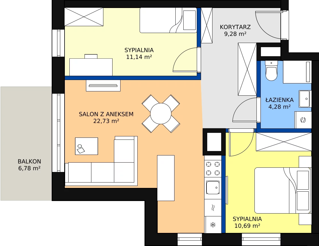 Zalety mieszkania 58.12 m², A 5.05