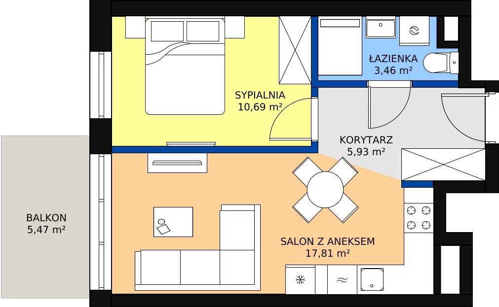 Zalety mieszkania 38.31 m², B 7.03