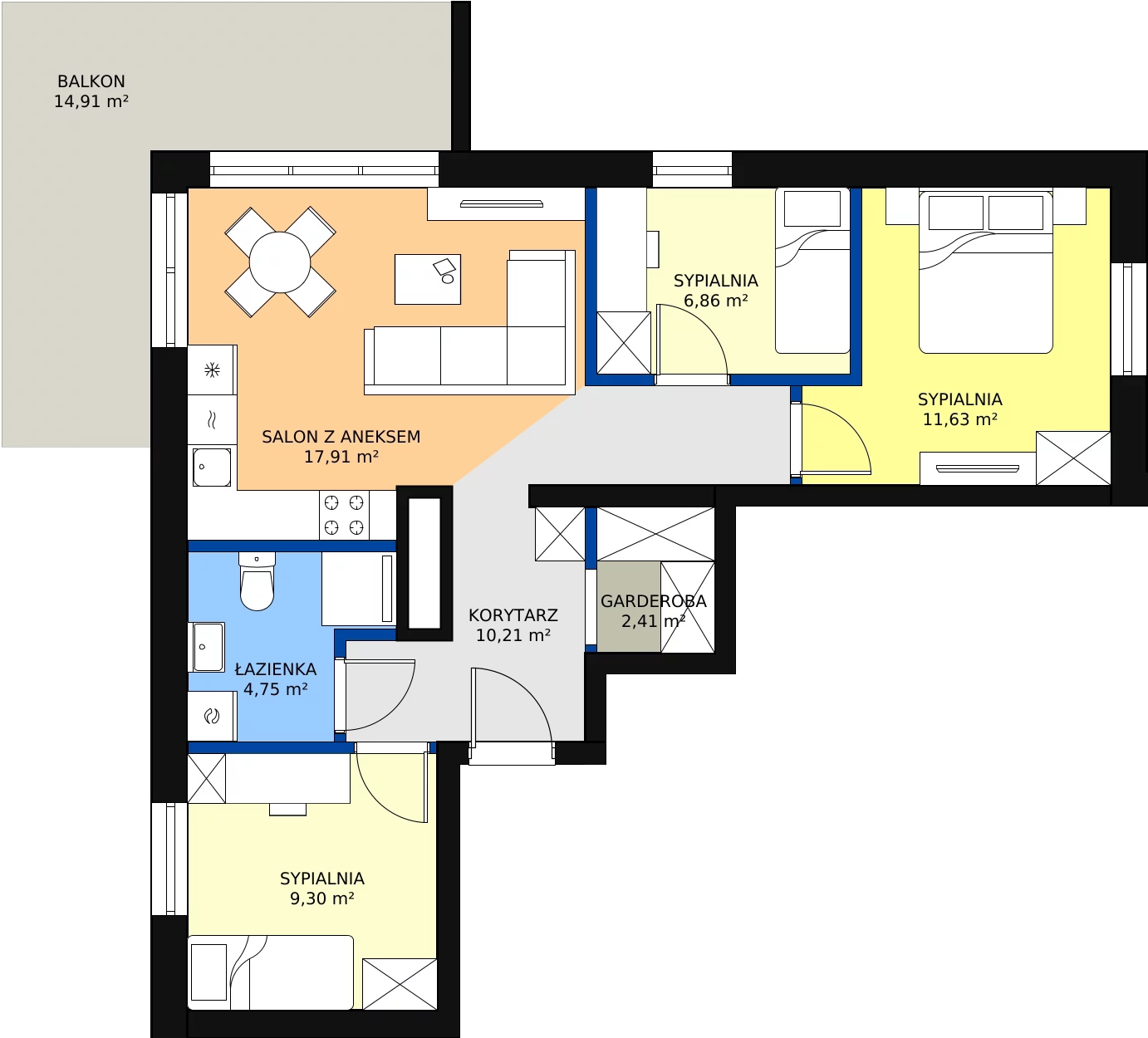 Zalety mieszkania 63.29 m², A 8.01
