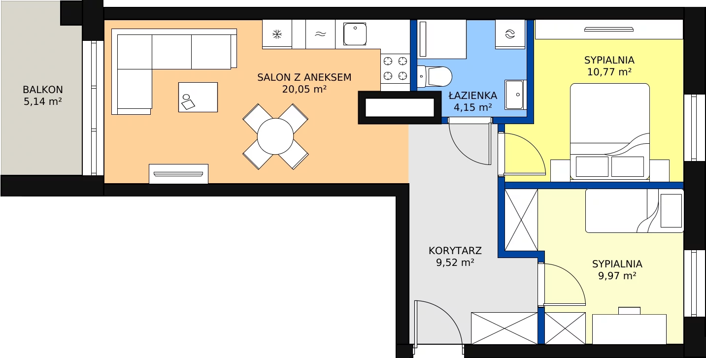 Zalety mieszkania 54.46 m², A 8.07
