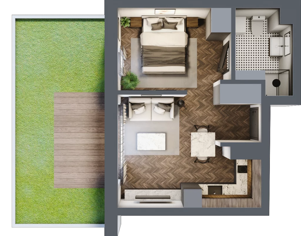 1 pokój, mieszkanie 32,14 m², parter, oferta nr E.0.07, Wzgórze Poetów 2, Gliwice, Wójtowa Wieś, ul. T. Mazowieckiego