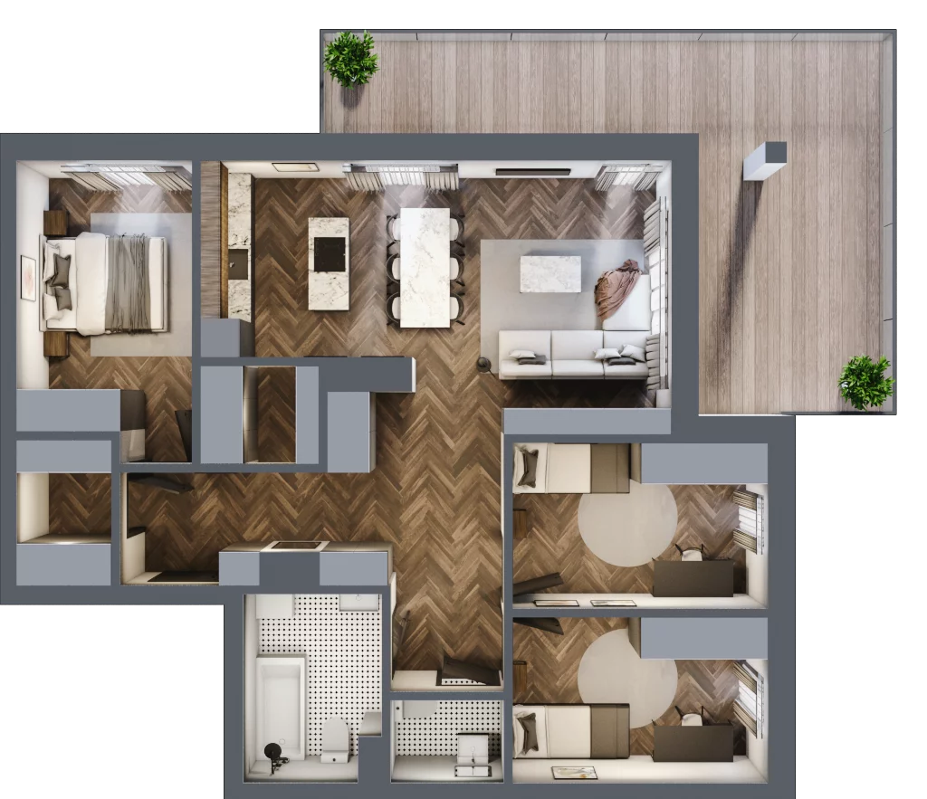 4 pokoje, mieszkanie 89,25 m², piętro 3, oferta nr E.3.01, Wzgórze Poetów 2, Gliwice, Wójtowa Wieś, ul. T. Mazowieckiego
