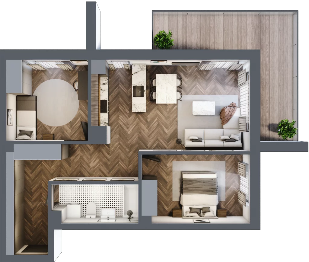 3 pokoje, mieszkanie 68,23 m², piętro 2, oferta nr E.2.03, Wzgórze Poetów 2, Gliwice, Wójtowa Wieś, ul. T. Mazowieckiego