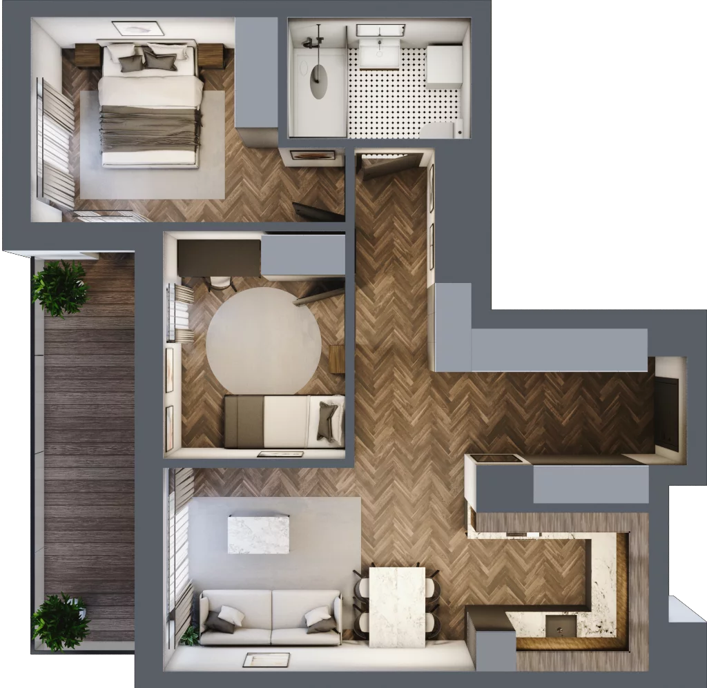 3 pokoje, mieszkanie 61,93 m², piętro 3, oferta nr E.3.07, Wzgórze Poetów 2, Gliwice, Wójtowa Wieś, ul. T. Mazowieckiego