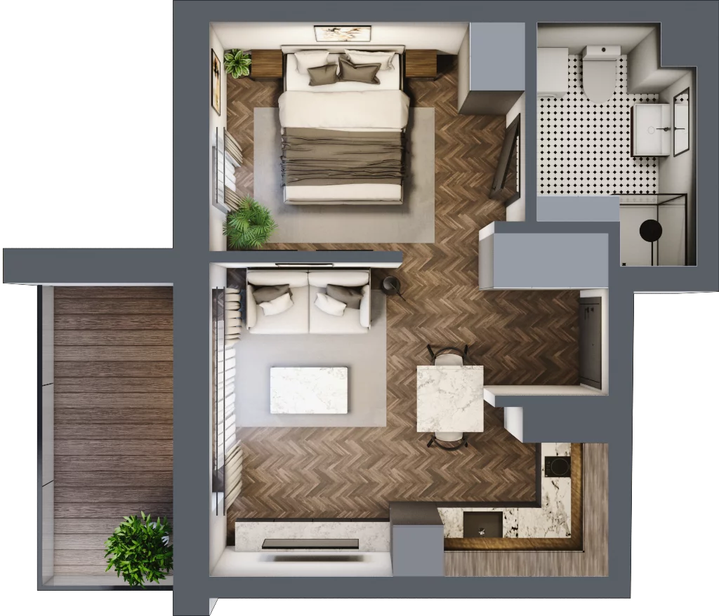 1 pokój, mieszkanie 32,14 m², piętro 1, oferta nr E.1.08, Wzgórze Poetów 2, Gliwice, Wójtowa Wieś, ul. T. Mazowieckiego
