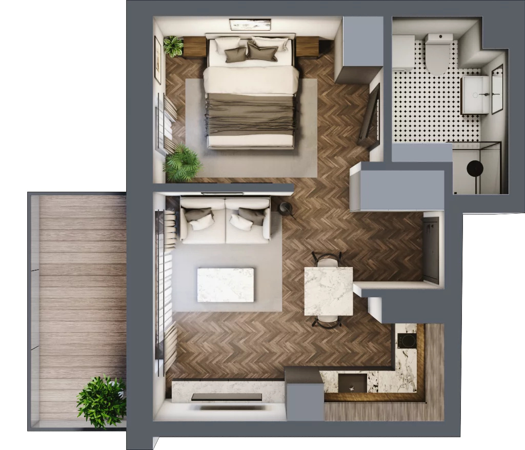 1 pokój, mieszkanie 32,14 m², piętro 2, oferta nr E.2.08, Wzgórze Poetów 2, Gliwice, Wójtowa Wieś, ul. T. Mazowieckiego