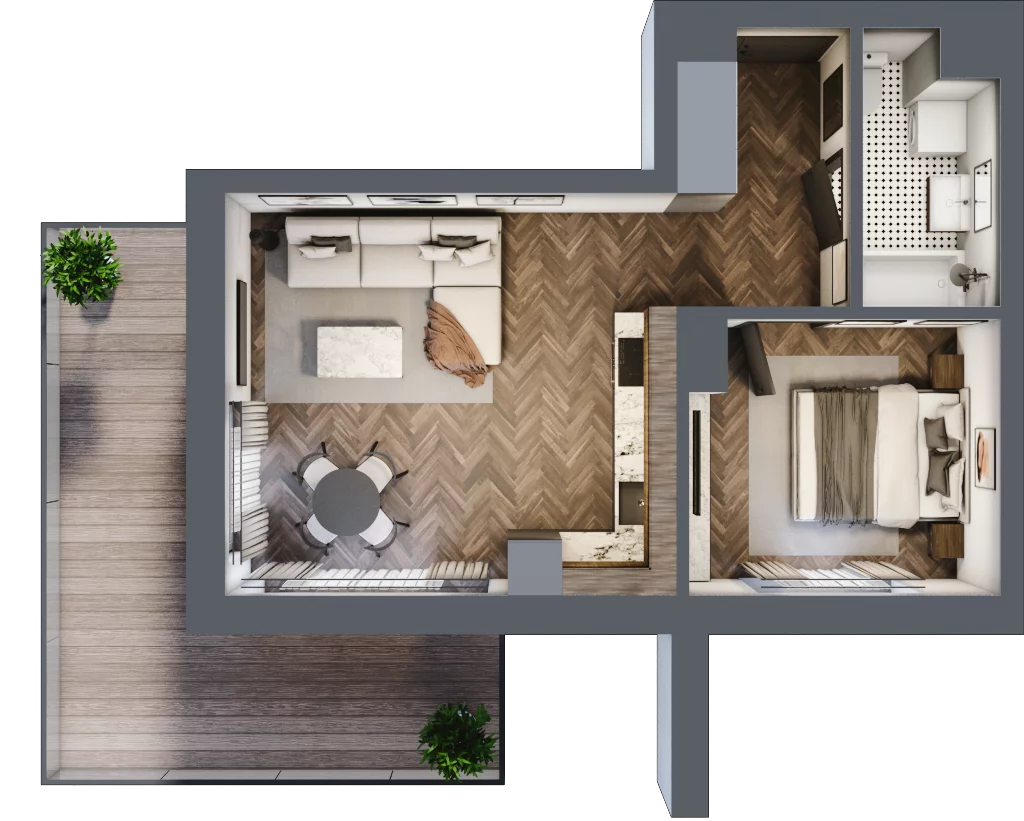 2 pokoje, mieszkanie 41,43 m², piętro 2, oferta nr E.2.07, Wzgórze Poetów 2, Gliwice, Wójtowa Wieś, ul. T. Mazowieckiego
