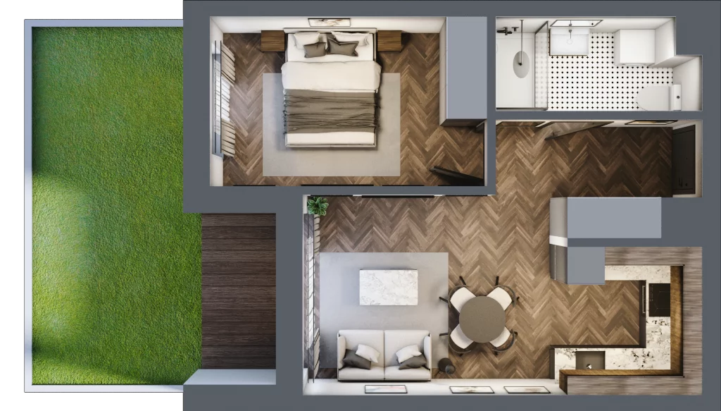 2 pokoje, mieszkanie 40,15 m², parter, oferta nr E.0.09, Wzgórze Poetów 2, Gliwice, Wójtowa Wieś, ul. T. Mazowieckiego