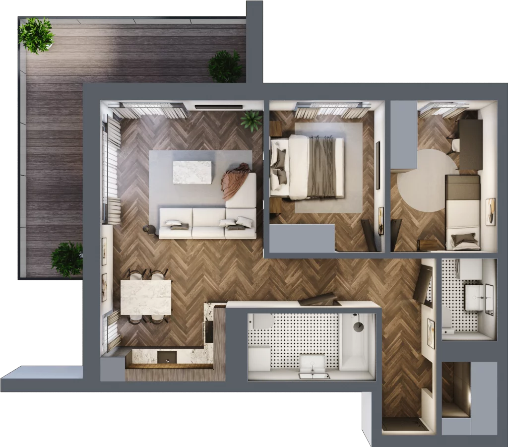 3 pokoje, mieszkanie 65,04 m², piętro 2, oferta nr E.2.02, Wzgórze Poetów 2, Gliwice, Wójtowa Wieś, ul. T. Mazowieckiego