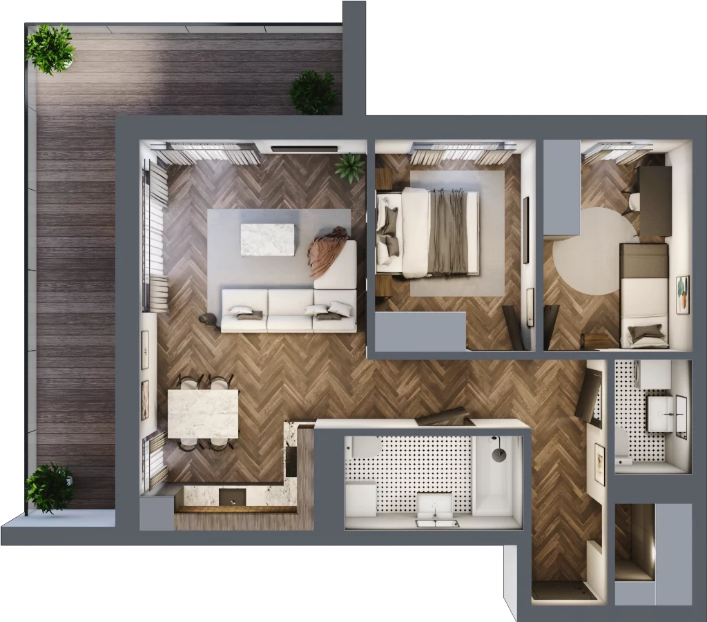 3 pokoje, mieszkanie 65,05 m², piętro 1, oferta nr E.1.02, Wzgórze Poetów 2, Gliwice, Wójtowa Wieś, ul. T. Mazowieckiego