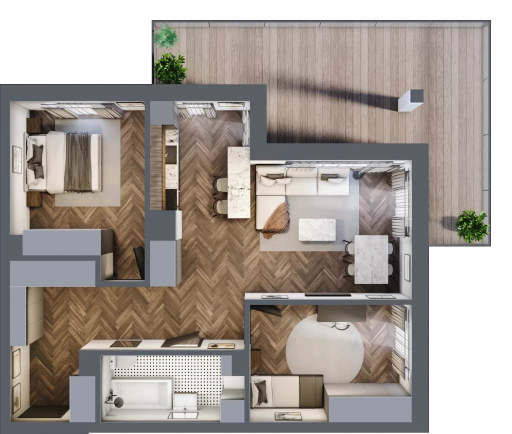 3 pokoje, mieszkanie 72,77 m², piętro 3, oferta nr F.3.02, Wzgórze Poetów 2, Gliwice, Wójtowa Wieś, ul. T. Mazowieckiego