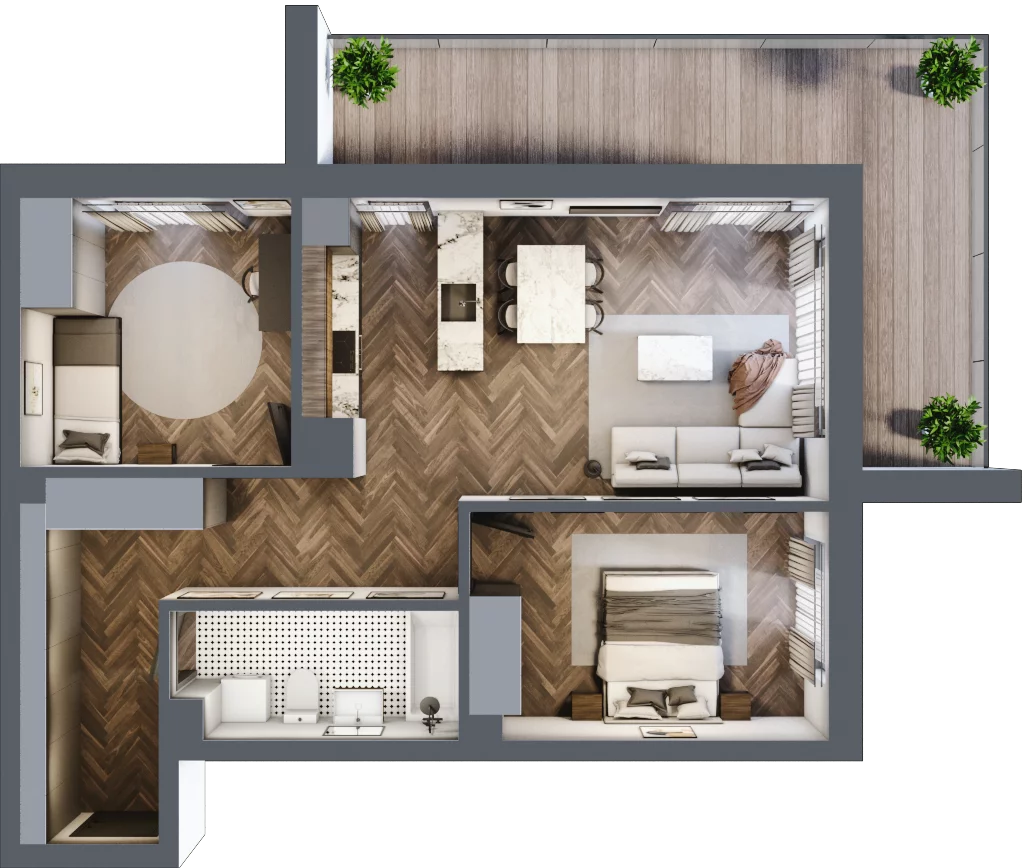 3 pokoje, mieszkanie 68,24 m², piętro 1, oferta nr F.1.03, Wzgórze Poetów 2, Gliwice, Wójtowa Wieś, ul. T. Mazowieckiego