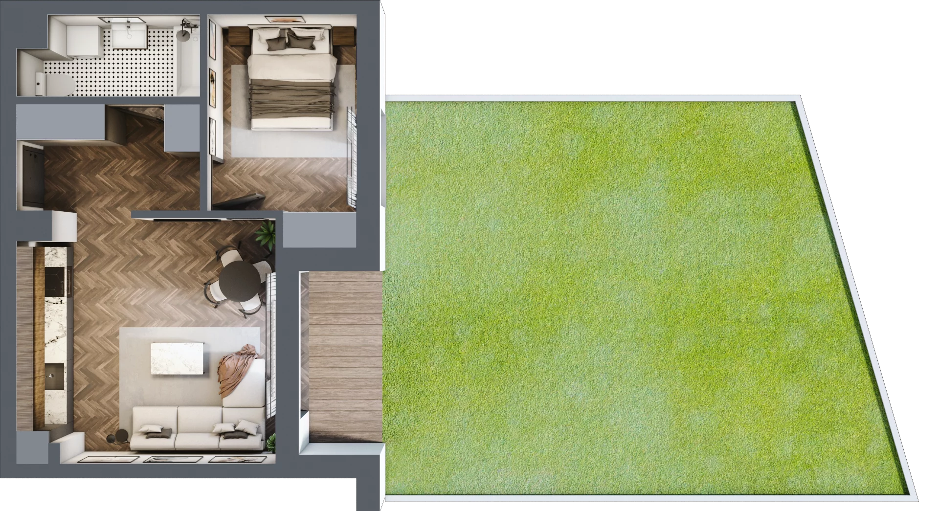 2 pokoje, mieszkanie 42,68 m², parter, oferta nr F.0.05, Wzgórze Poetów 2, Gliwice, Wójtowa Wieś, ul. T. Mazowieckiego