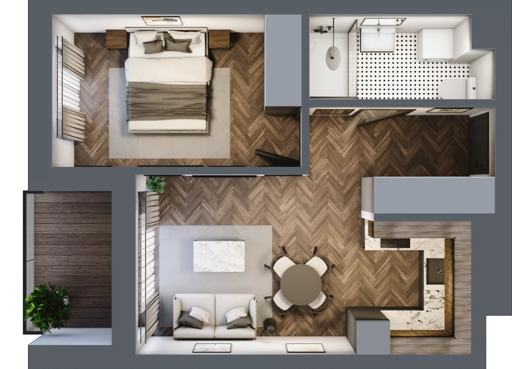 2 pokoje, mieszkanie 39,63 m², piętro 1, oferta nr F.1.10, Wzgórze Poetów 2, Gliwice, Wójtowa Wieś, ul. T. Mazowieckiego