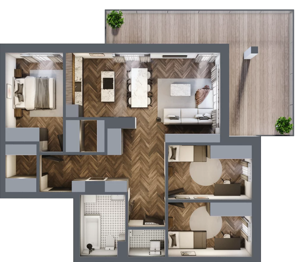 4 pokoje, mieszkanie 89,25 m², piętro 3, oferta nr F.3.01, Wzgórze Poetów 2, Gliwice, Wójtowa Wieś, ul. T. Mazowieckiego