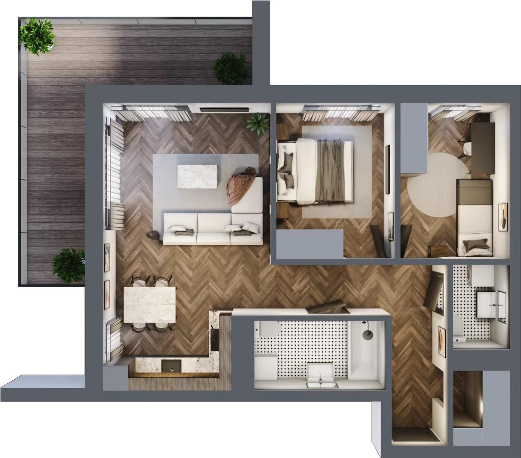 3 pokoje, mieszkanie 65,04 m², piętro 2, oferta nr F.2.02, Wzgórze Poetów 2, Gliwice, Wójtowa Wieś, ul. T. Mazowieckiego