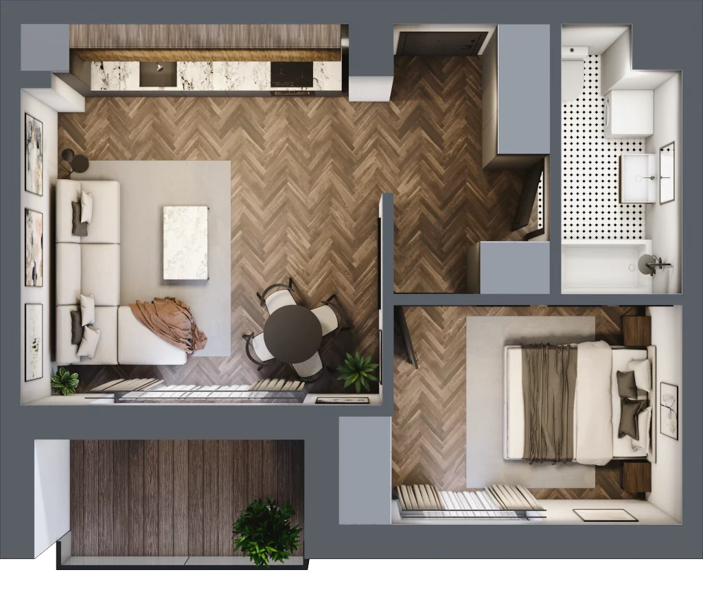 2 pokoje, mieszkanie 42,68 m², piętro 2, oferta nr F.2.06, Wzgórze Poetów 2, Gliwice, Wójtowa Wieś, ul. T. Mazowieckiego