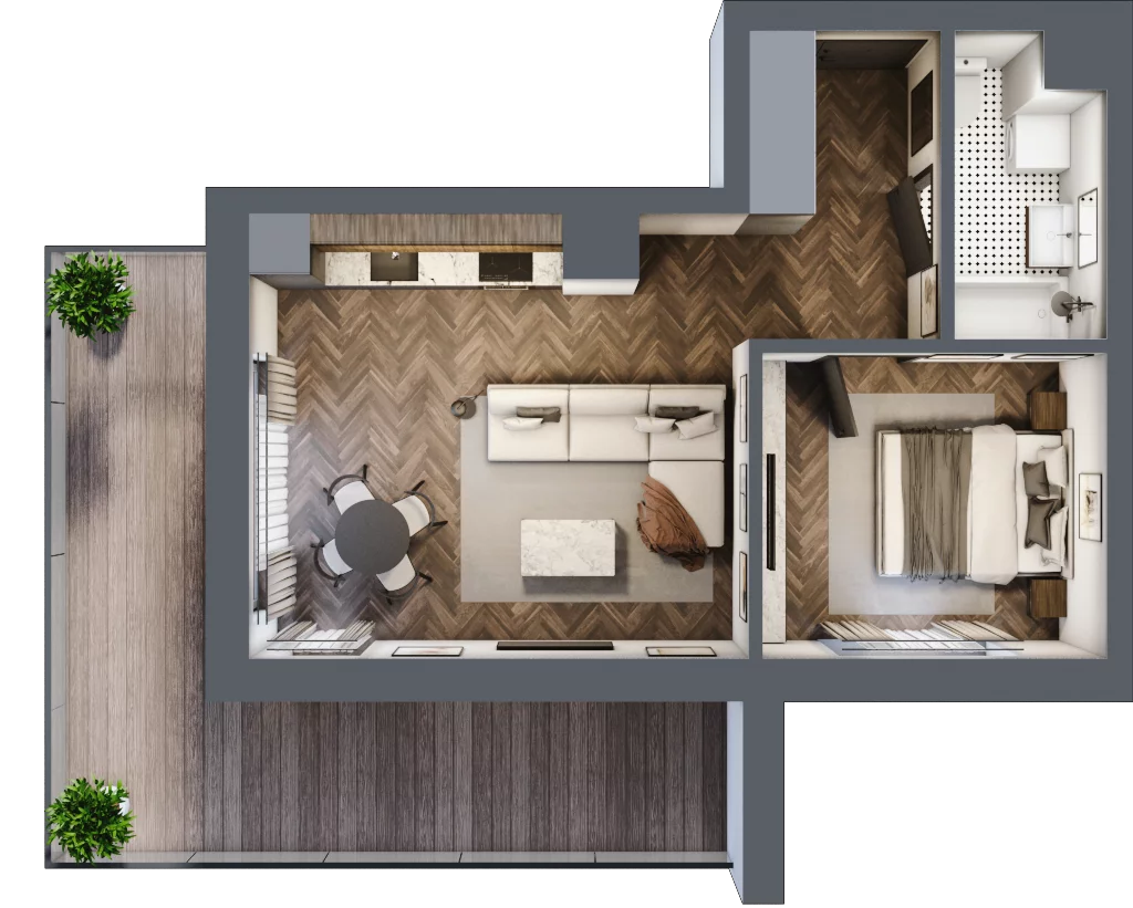2 pokoje, mieszkanie 41,50 m², piętro 1, oferta nr F.1.07, Wzgórze Poetów 2, Gliwice, Wójtowa Wieś, ul. T. Mazowieckiego