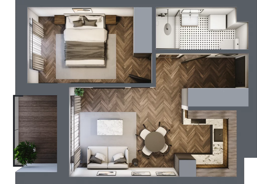 2 pokoje, mieszkanie 39,63 m², piętro 3, oferta nr F.3.07, Wzgórze Poetów 2, Gliwice, Wójtowa Wieś, ul. T. Mazowieckiego