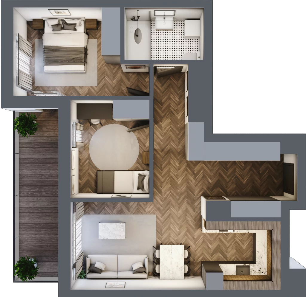 3 pokoje, mieszkanie 61,94 m², piętro 3, oferta nr F.3.08, Wzgórze Poetów 2, Gliwice, Wójtowa Wieś, ul. T. Mazowieckiego