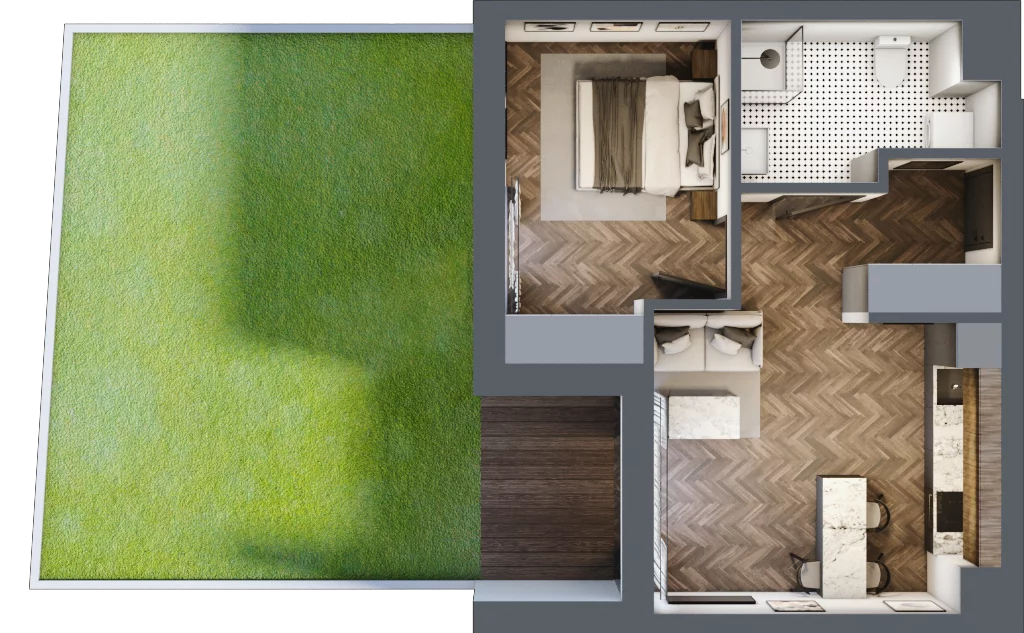 2 pokoje, mieszkanie 43,18 m², parter, oferta nr F.0.01, Wzgórze Poetów 2, Gliwice, Wójtowa Wieś, ul. T. Mazowieckiego