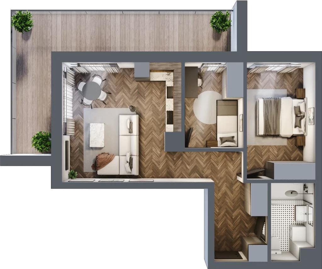 3 pokoje, mieszkanie 56,32 m², piętro 1, oferta nr F.1.09, Wzgórze Poetów 2, Gliwice, Wójtowa Wieś, ul. T. Mazowieckiego