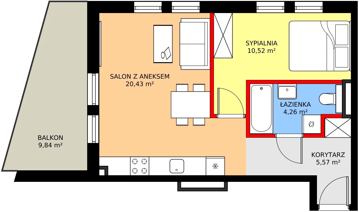 Zalety mieszkania 40.78 m², 7