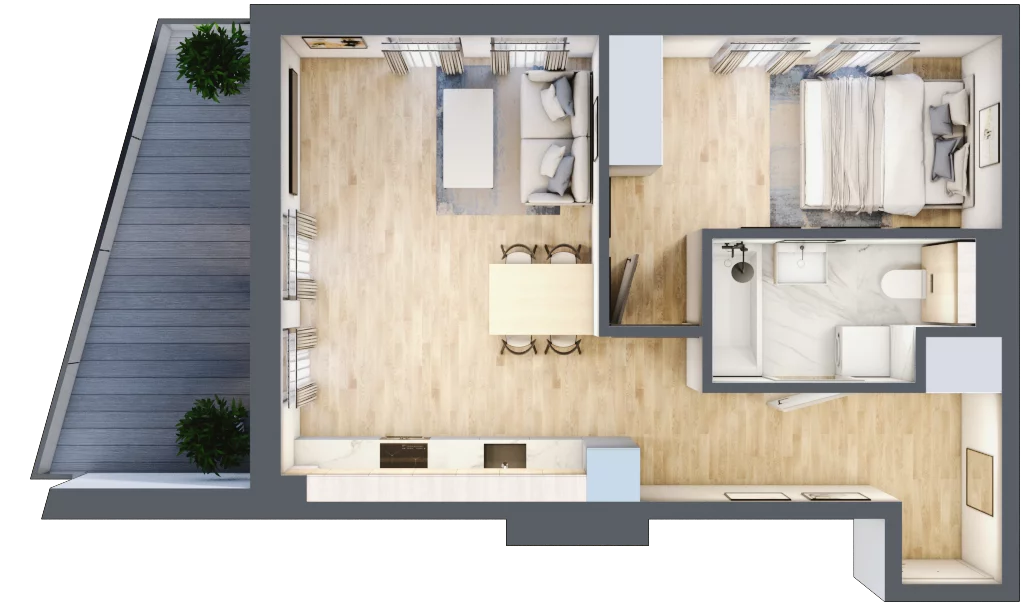 2 pokoje, mieszkanie 40,78 m², piętro 1, oferta nr 7, Popiełuszki, Szczecin, Zachód, Pogodno, ul. Popiełuszki 6