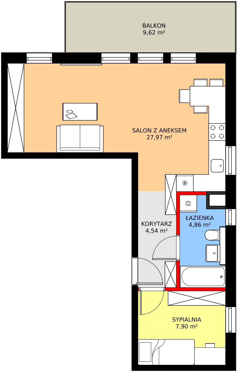 Zalety mieszkania 45.27 m², 8