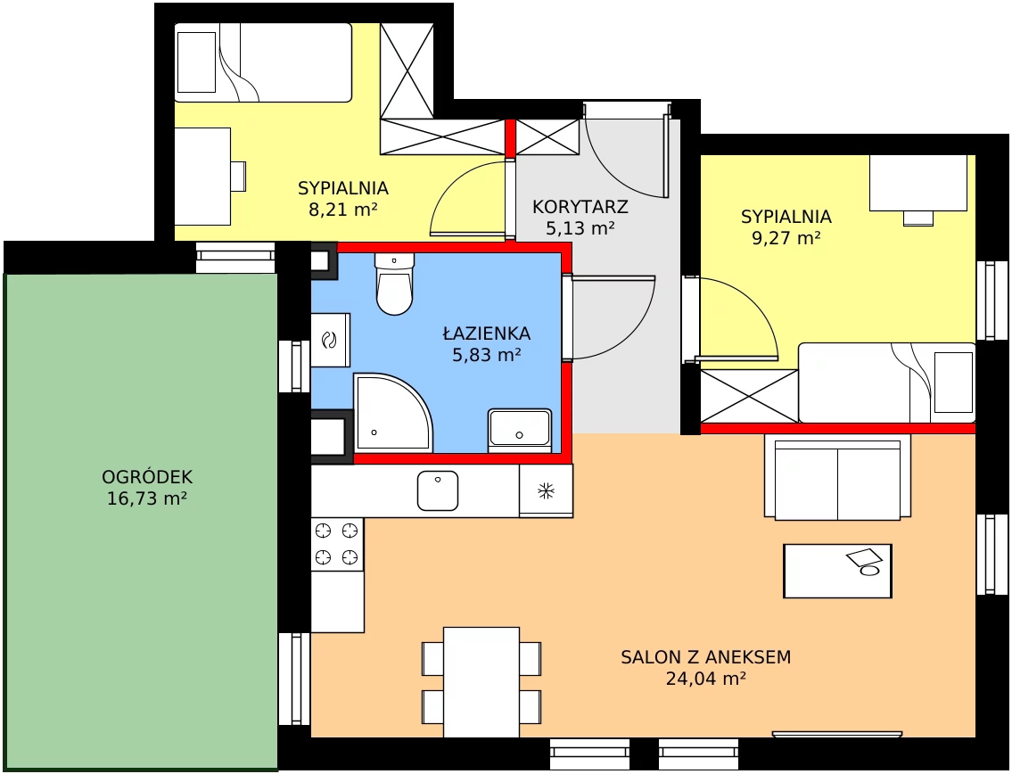 Zalety mieszkania 52.48 m², 1