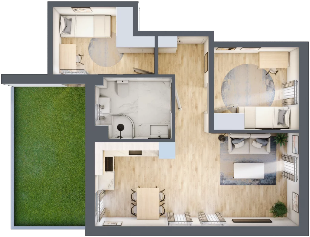 3 pokoje, mieszkanie 52,48 m², parter, oferta nr 1, Popiełuszki, Szczecin, Zachód, Pogodno, ul. Popiełuszki 6