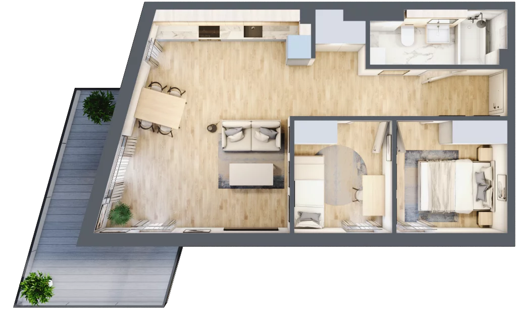 3 pokoje, mieszkanie 53,59 m², piętro 1, oferta nr 6, Popiełuszki, Szczecin, Zachód, Pogodno, ul. Popiełuszki 6