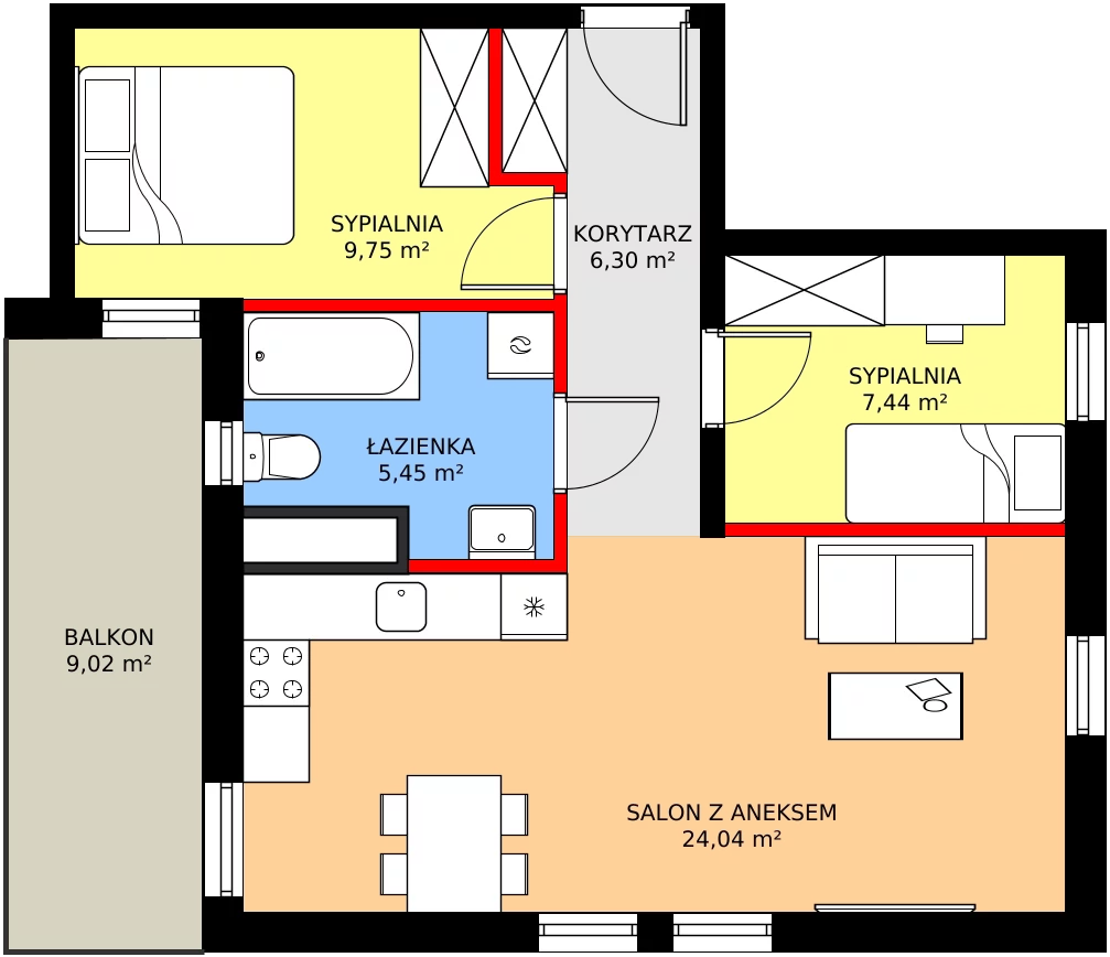 Zalety mieszkania 52.98 m², 21