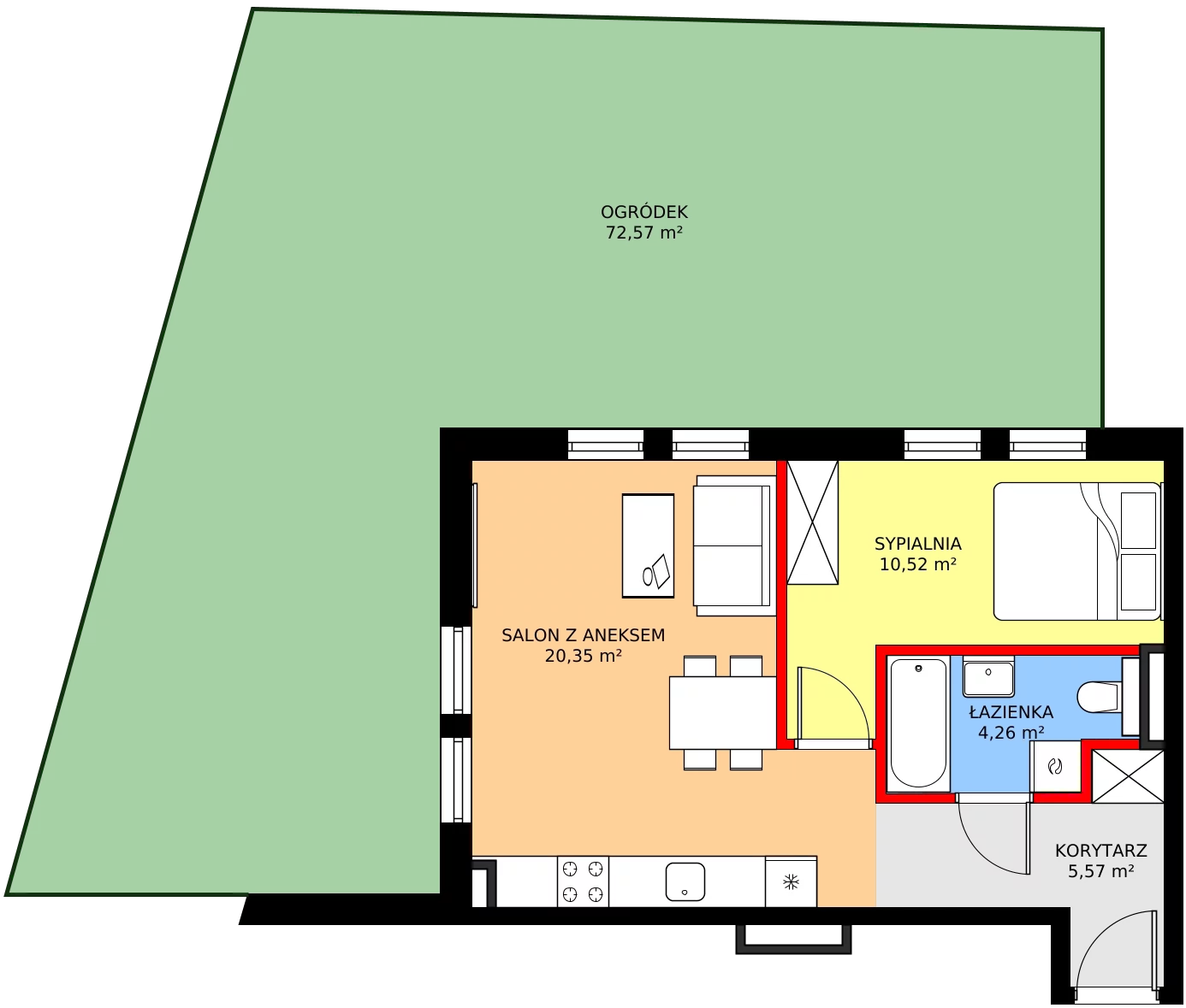 Zalety mieszkania 40.7 m², 3