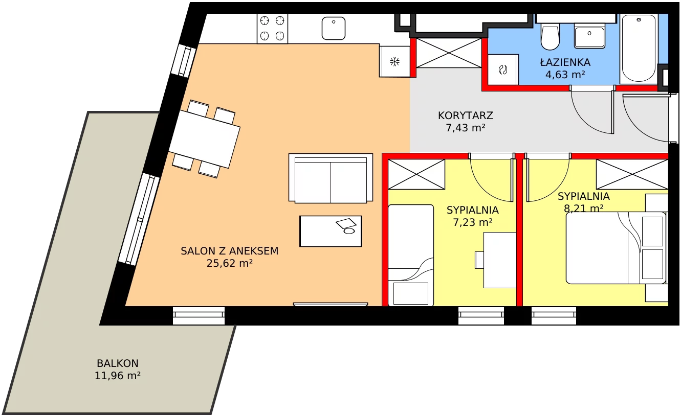 Zalety mieszkania 53.12 m², 14