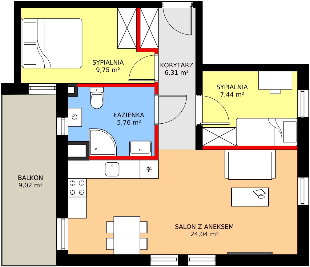 Zalety mieszkania 53.3 m², 5
